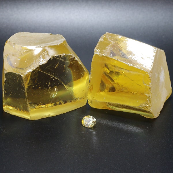 Canary Yellow Diamond Cubic Zirconia Faceting Rough for Gem Cutting - Various Sizes