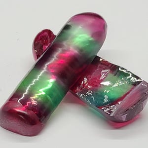 Pink/Green Tourmaline Bi-Color Lab Created Corundum Sapphire Faceting Rough for Gem Cutting - Various Sizes - Split Boule