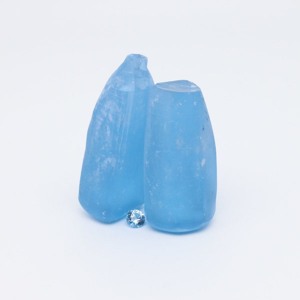 Aquamarine Light Blue #104 Lab Created Spinel Faceting Rough for Gem Cutting - Various Sizes