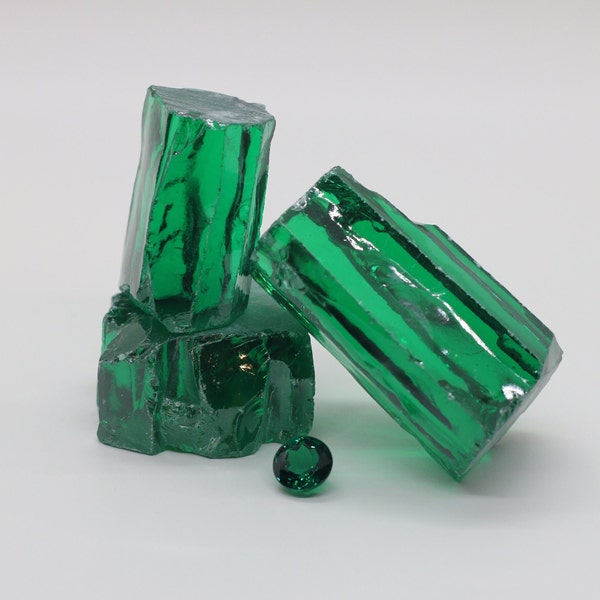 Emerald Cubic Zirconia Faceting Rough for Gem Cutting - Various Sizes