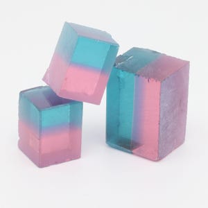 Nanosital Simulated Bi-Color Lab Created Faceting Rough for Gem Cutting - Pink-Blue - Various Sizes