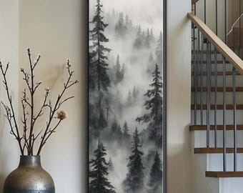 Black and White Forest Canvas Print: Tall Vertical Wall Art