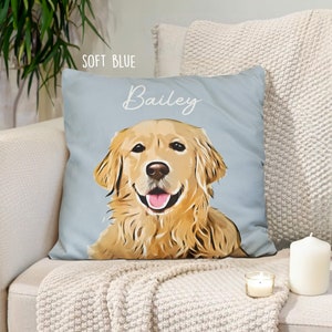 Personalized Pet Portrait Pillow, Pet Pillow Cases, Dog Picture Pillow, Custom Cat Pillow, Photo Pillow Dog, Pet Face Throw Pillow