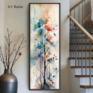 Tall Narrow Tree Wall Art, Long Vertical Abstract Tree Print Wall Art, Tall Nature Art, Large Vertical Wall Hanging, Elongated Wall Decor