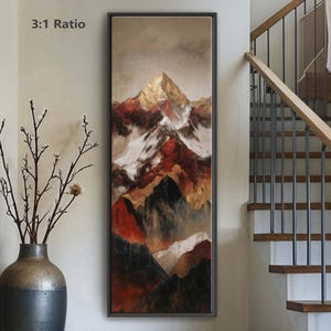 Tall Narrow Modern Nature Wall Art, Long Vertical Mountain Abstract Print for Dining, Hallway, Living Room, or Entryway, Tall and Thin Art