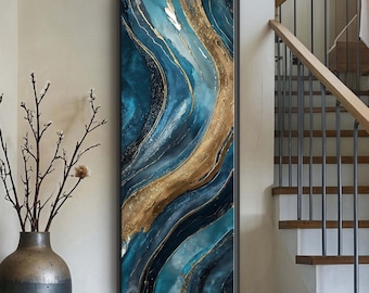 Large Tall Abstract Canvas Wall Print - Narrow Modern Contemporary Wall Art - Framed or Unframed