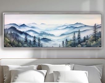 Blue Ridge Mountains National Park Landscape Wall Art, Panoramic Mountain Forest Print, North Carolina Nature Art, Appalachian Highlands Art