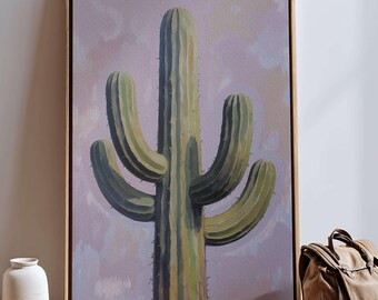 Vivid Purple Saguaro Cactus Print – Modern Southwestern Home Wall Art
