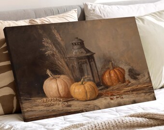 Pumpkin Still Life Farmhouse Art - Rustic Fall Harvest Wall Print