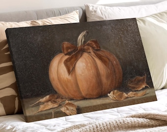 Vintage Style Pumpkin Still Life Print - Rustic Fall Still Wall Art