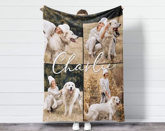 Personalized Pet Photo Blanket, Custom Memorial Blanket, Dog Collage Blanket, Personalized Pet Picture Collage, Collage Pictures On Blanket