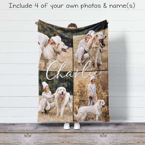 Personalized Pet Photo Blanket, Custom Memorial Blanket, Dog Collage Blanket, Personalized Pet Picture Collage, Collage Pictures On Blanket