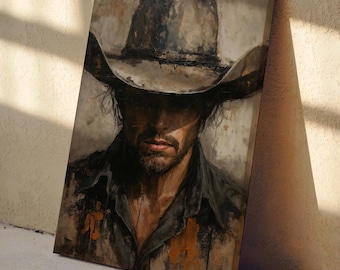 Rustic Old West Cowboy Portrait - Moody Western Americana Wall Art