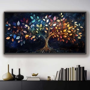 Yggdrasil Painting Canvas Print, Tree of Life Decor, Abstract Wall Art, Colorful Nature Wall Art, Inspirational Art, Norse Mythology Symbol