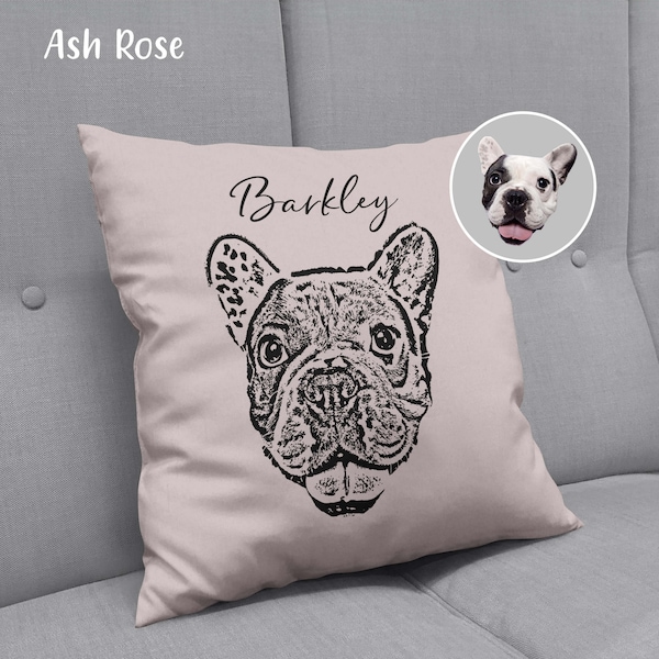 Personalized Pet Portrait Pillow + Name, Custom Pet Pillow Case, Dog Picture Pillow, Photo Pillow Dog, Pet Face Throw Pillo, Pet Parent Gift