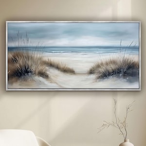 Coastal Dunes Landscape Canvas Print, Beach Wall Art Print, Neutral Ocean Seascape Wall Decor, Nautical Beach House Art, Coastal Home Decor