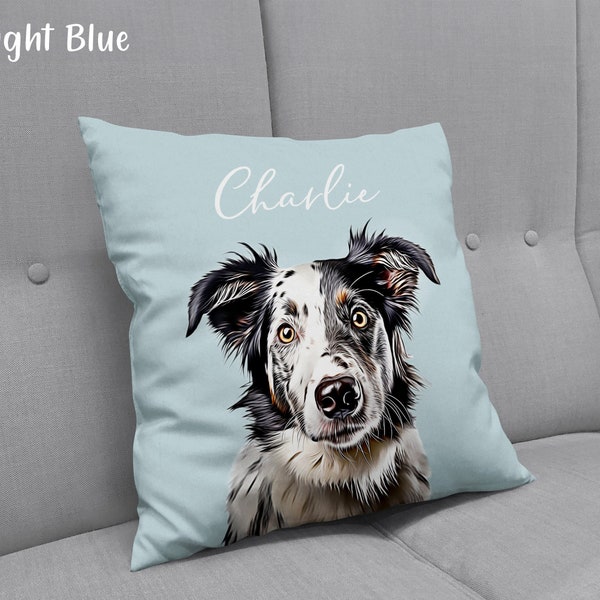 Personalized Pet Portrait Pillow + Name, Pet Pillow Cases, Custom Pet Pillow, Personalized Cat Pillows, Dog Picture Pillow, Photo Pillow Dog