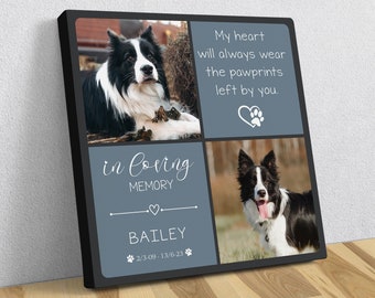 Pet Memorial With Photo Collage, Dog Passing Away Gift, Personalized Pet Loss Gifts, Dog Bereavement Frame, Dog Loss Photo Canvas