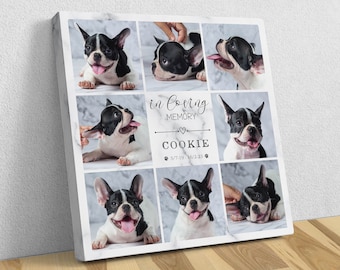 Pet Memorial With Photo Collage, Dog Bereavement Frame, Pet Sympathy Gift, Dog Loss Photo Canvas, Personalized Pet Loss Gifts