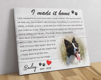 Pet Loss Photo Canvas, Memorial Canvas Pet, Dog Condolence Gift, Pet Loss Gifts, Pet Remembrance Gift, Dog Bereavement Frame