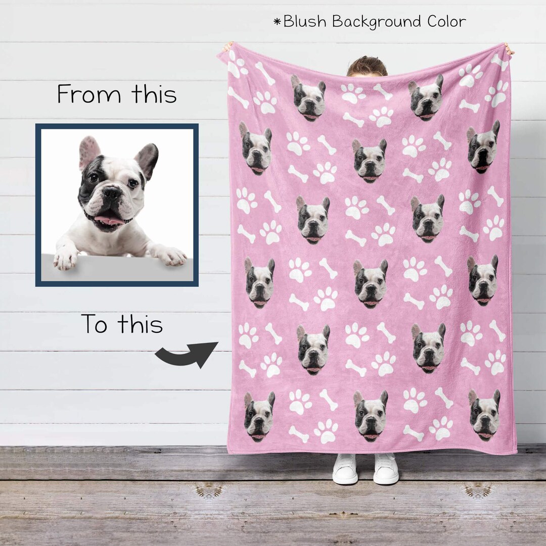 Personalized Pet Photo Blanket, Custom Pet Face Blanket, Custom Pet