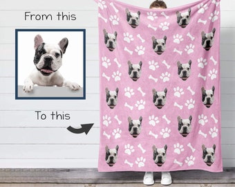 Personalized Pet Photo Blanket, Custom Pet Face Blanket, Custom Pet Photo Throws, Your Dog On Blanket, Pet Parent Gift, Dog Picture Blanket