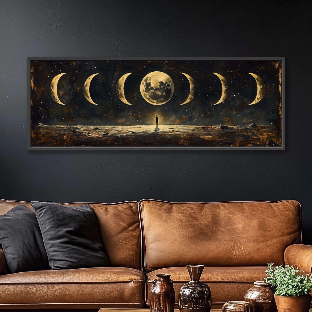 Moon & Stars Wall Art, Vintage Night Sky Sign, Moon Phases Wall Art ...