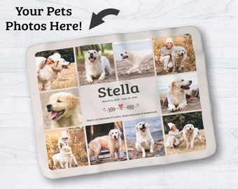 Personalized Pet Photo Blanket, Pet Picture Collage Blanket, Pet Loss Gift Idea, Custom Photo Blanket Dog, Dog Blanket Memory Gift
