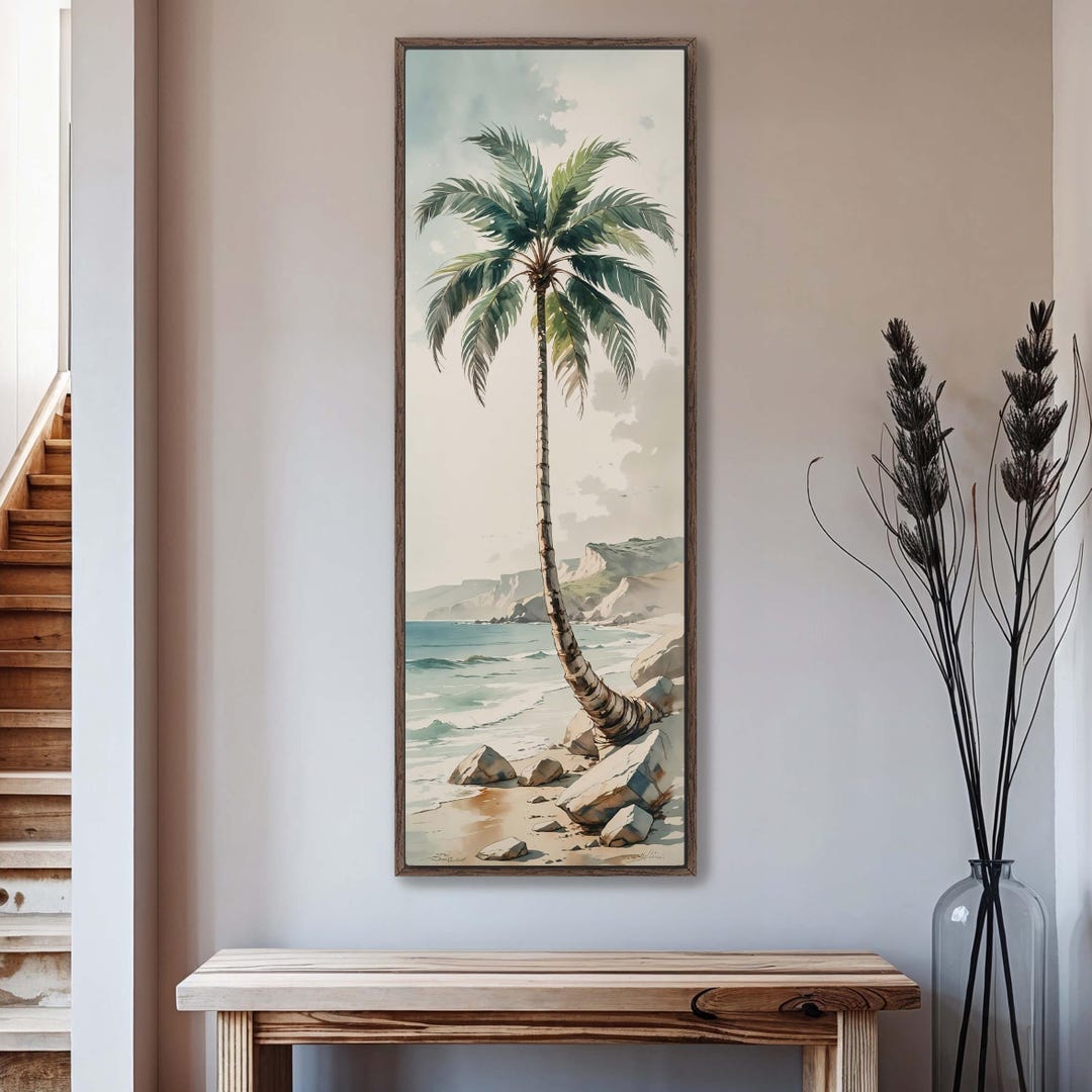 Coastal Palm Tree Canvas Wall Art – Tropical Beach Canvas Print - Etsy