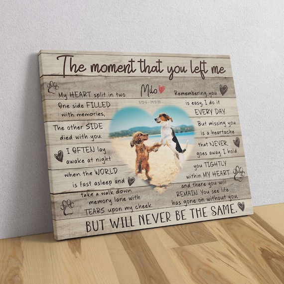 Custom Photo Dog Memorial Canvas, Dog Condolence Gift, Dog Bereavement Frame, Dog Memorial Frame Canvas, Dog Remembrance Gift, Dog Loss Gift