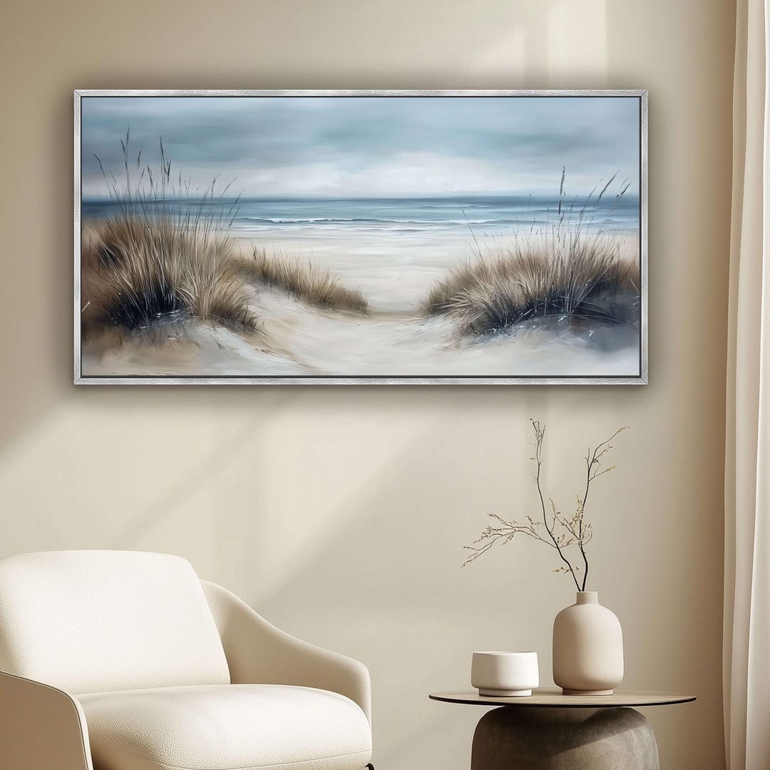 Coastal Dunes Landscape Canvas Print, Beach Wall Art Print, Neutral ...