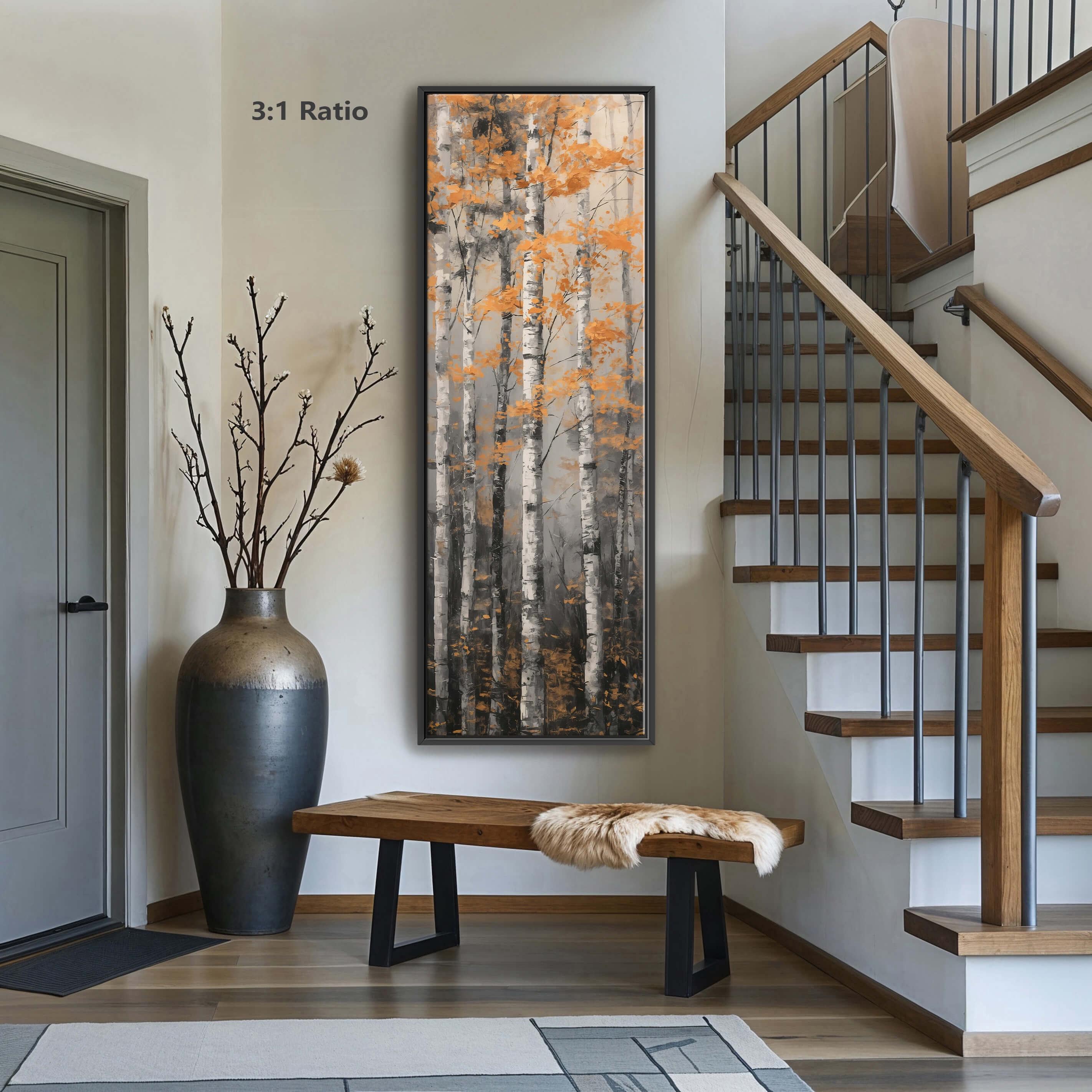 Tall Autumn Birch Trees Canvas – Modern Forest Nature Wall Art - Etsy