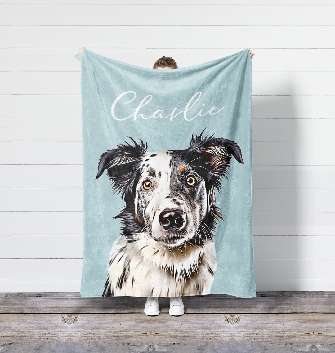Your Dog on A Blanket, Custom Pet Portrait Blanket, Personalized Pet