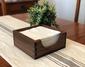 Black Walnut Napkin Holder with Hand Cut Dovetails