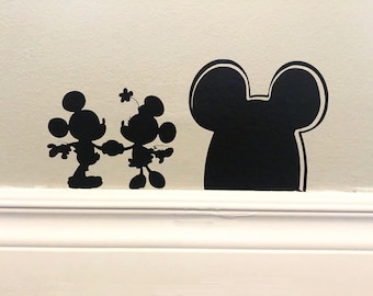 Mickey and Minnie Inspired mouse hole- Disney Home decor- Disney wall Decal- Kids room decal-
