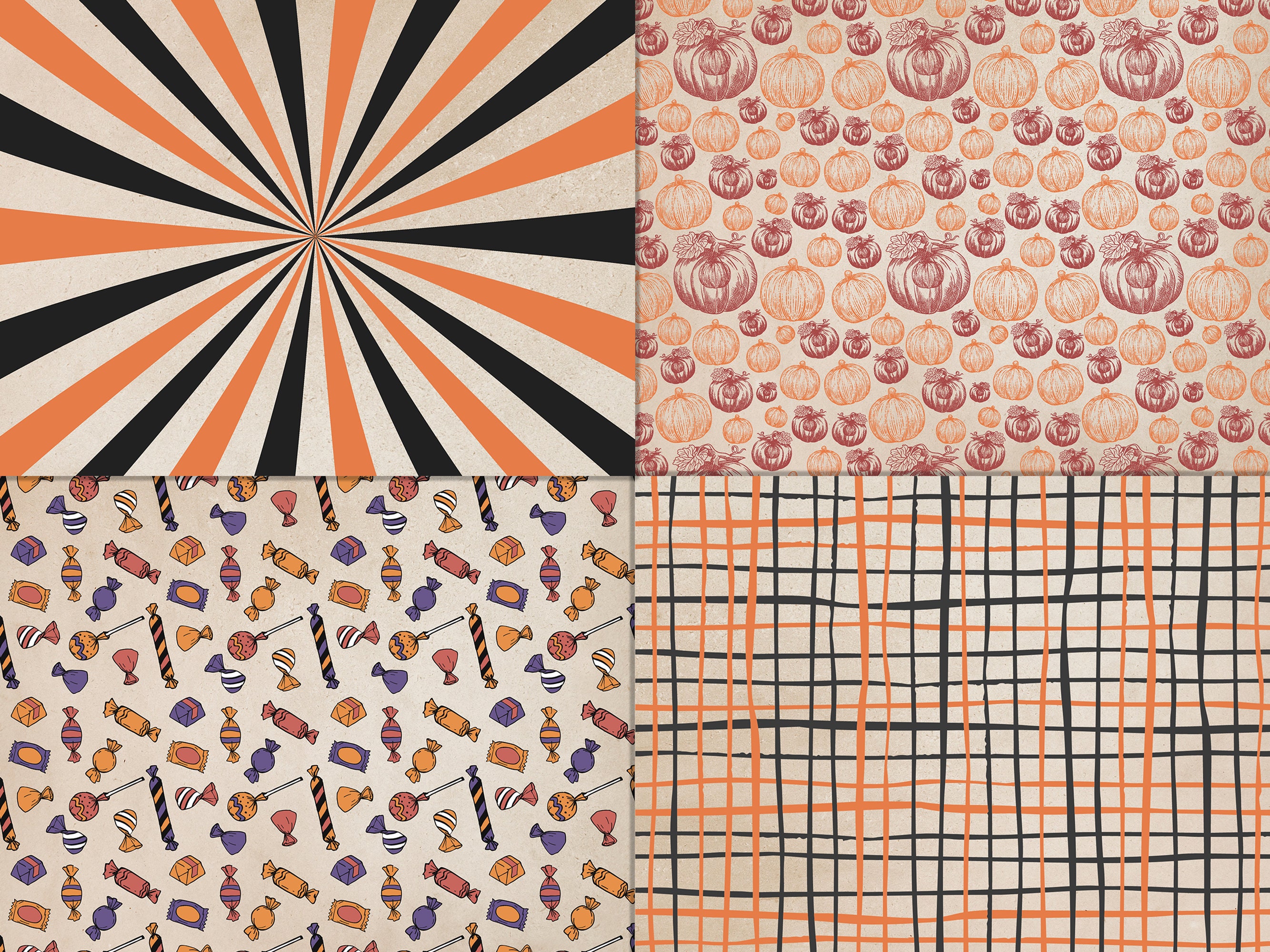 Vintage Halloween Digital Paper Pack: Retro Patterns (digital Download ...