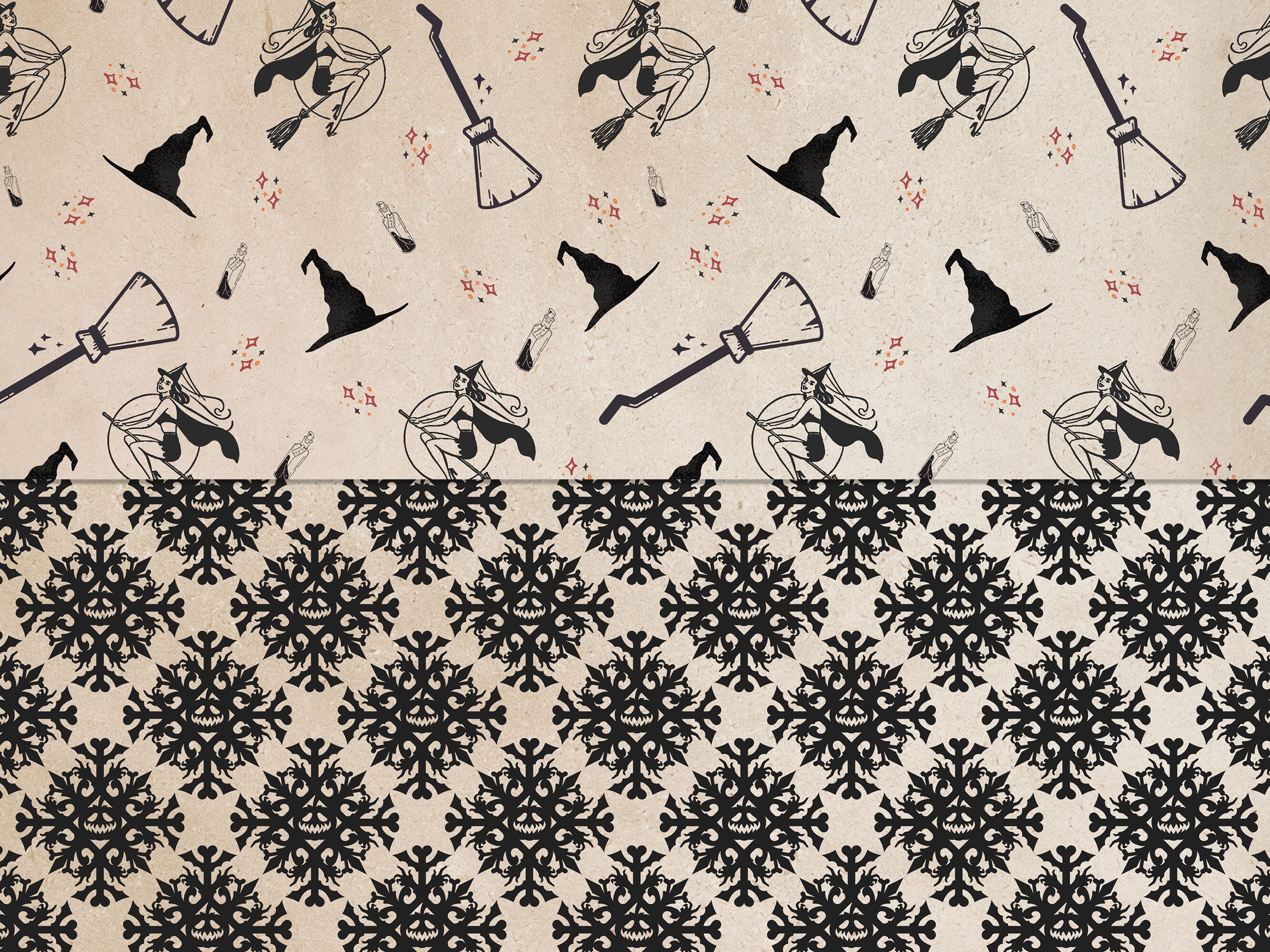 Vintage Halloween Digital Paper Pack: Retro Patterns (digital Download ...