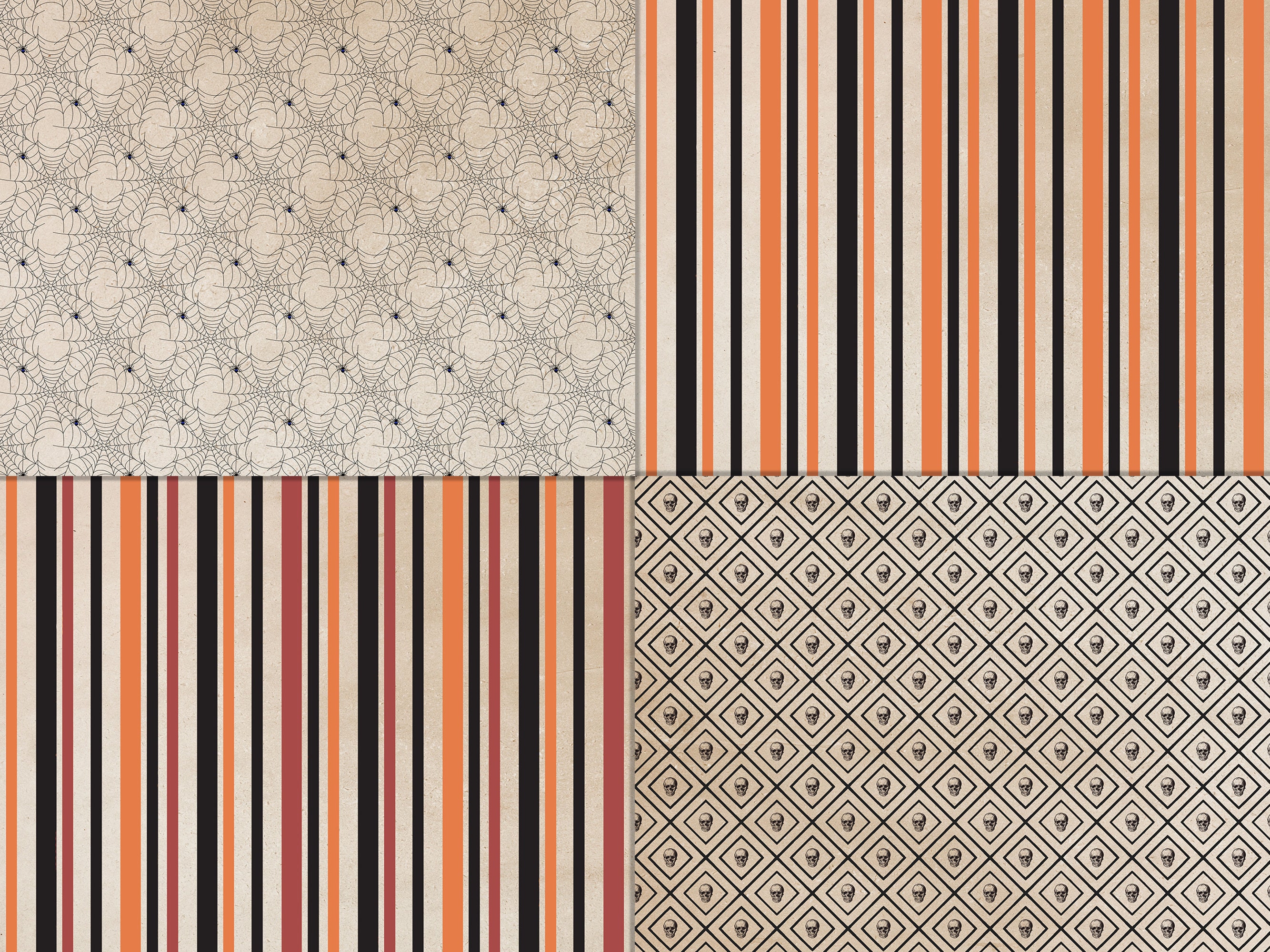 Vintage Halloween Digital Paper Pack: Retro Patterns (digital Download ...