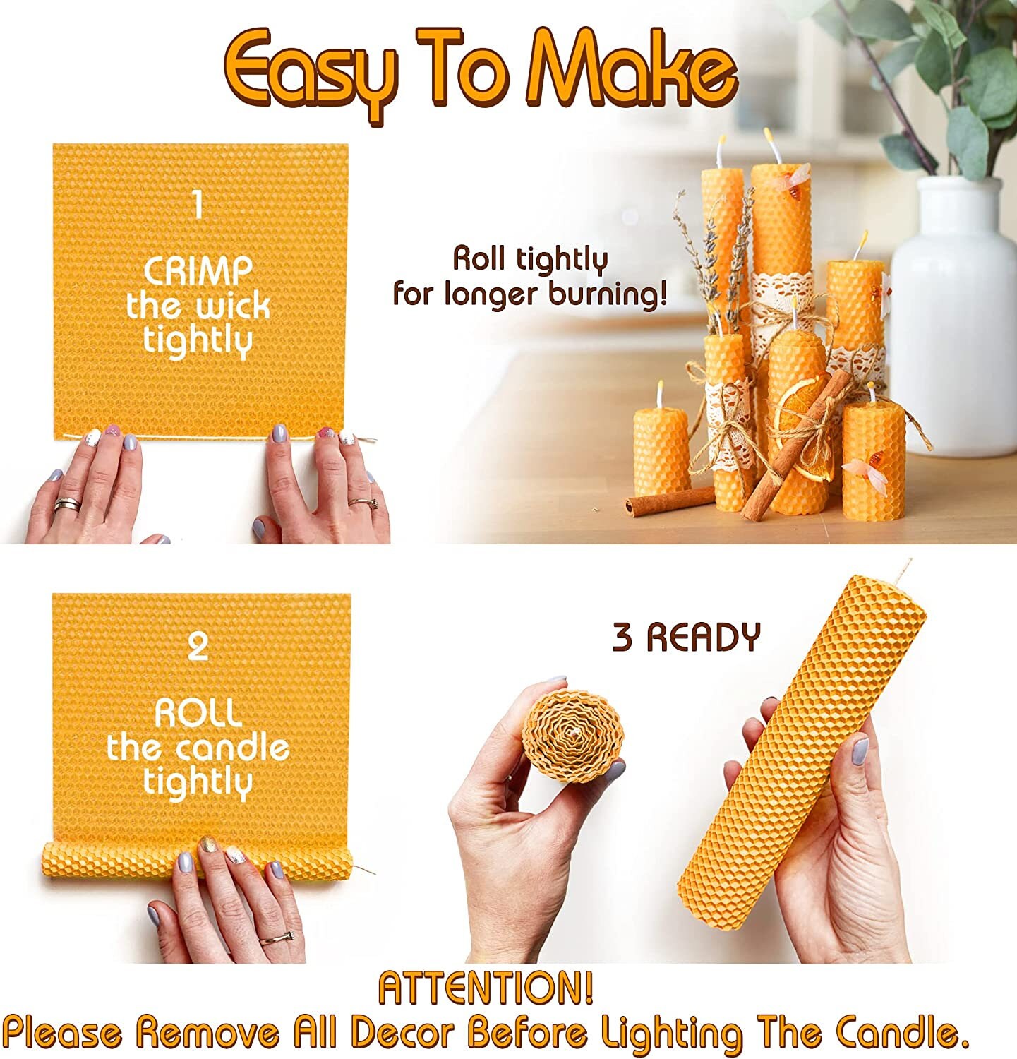 Beeswax Candle Making Kit - All-Inclusive DIY Candle Making Kit for Adults  and Kids - Candle Rolling Kit DIY Candle Maker - Beeswax Sheets for Candle