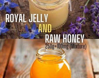 Mixture of Turkish Raw Honey (250g) and Royal Jelly (100mg) - 2024 harvest New crop, sports snacks, natural mixture Total 350g