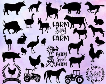 Farm Animal SVG - Animal Silhouette - Animal SVG - Farm Animal Bundle SVG - Farm Animal Clipart- Farm Animal Cut File - Instant Download