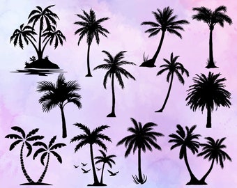 Palm Tree Svg - Palm Tree Silhouette - Palm Tree Cut Files - Palm Tree Svg Bundle - Palm Tree Clipart - Palm Tree Design Svg - Tropical Svg