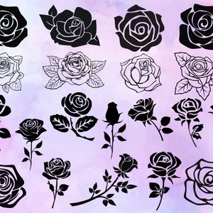 Rose Svg - Rose Silhouette - Rose Cut Files - Rose Svg Bundle - Rose Clipart - Rose Design Svg - Roses Svg - Fowers svg