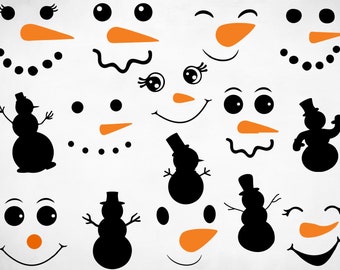 Snowman Faces SVG | Snowman SVG | Snowman Clipart| Christmas Svg| Snowman Bundle Svg| Snowman Vector| Christmas Elements| Christmas Cut File