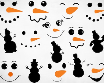 Snowman Faces SVG | Snowman SVG | Snowman Clipart| Christmas Svg| Snowman Bundle Svg| Snowman Vector| Christmas Elements| Christmas Cut File