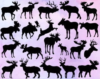 Moose SVG - Deer Svg - Moose Silhouette - SVG Cut Files - Moose Bundle SVG - Moose Clipart - Moose Cut File- Moose Vector- Instant Download