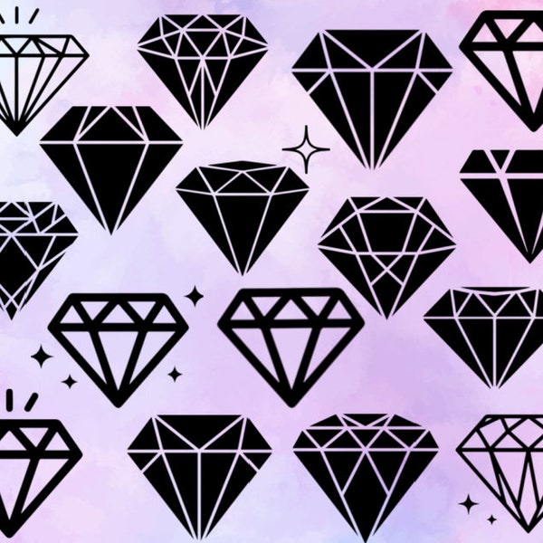 Diamond SVG - Diamond Silhouette - SVG Cut Files - Diamond Bundle SVG - Diamond Clipart- Diamond Cut File- Diamond Vector- Instant Download