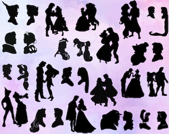 Couple svg bundle,  Princess Clipart, couple clipart,  princess vector, couple silhouette eps, png, svg cut files
