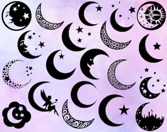 Moon SVG - Star Svg - Moon Silhouette - SVG Cut Files - Moon Bundle SVG - Moon Clipart - Moon Cut File - Moon Vector - Instant Download