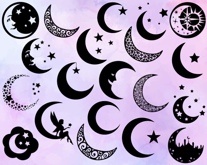 Moon SVG Star Svg Moon Silhouette SVG Cut Files Moon - Etsy